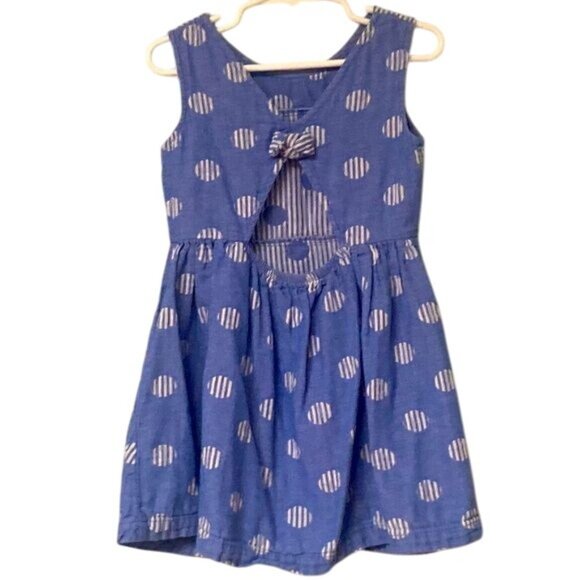 Genuine Kids by OshKosh 4T Blue Polka Dot Cutout Bowback Cottagecore Sundress - Picture 5 of 8